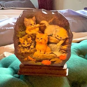 Purr-feet reflections Crystal kittens plaque